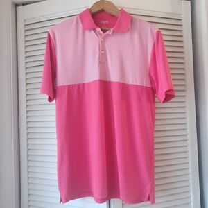 Chaps Golf Polo Shirt Mens Medium Striped PulloverTwo-Tone Pink Shirt